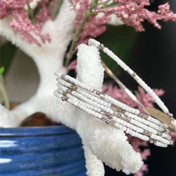 White Seed Bead Stacking Erica Lyons Fashion Bracelet $16ea / 3 for $25 - Picture 3 of 7